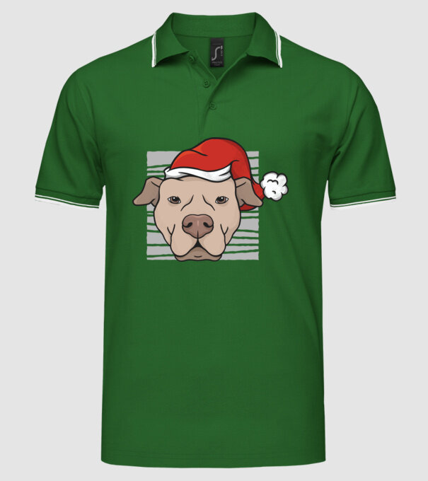 Pitbull de Crăciun model verde pe tricou