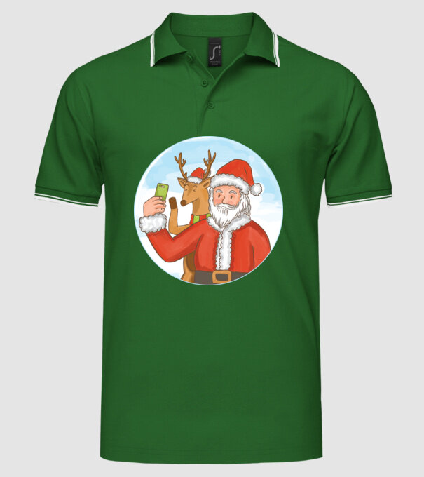 Selfie de Crăciun model verde pe tricou