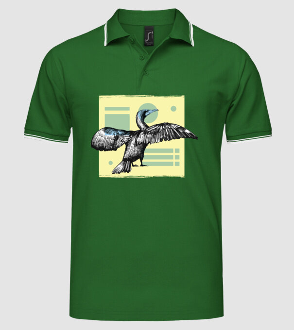 Pasăre cormoran model verde pe tricou