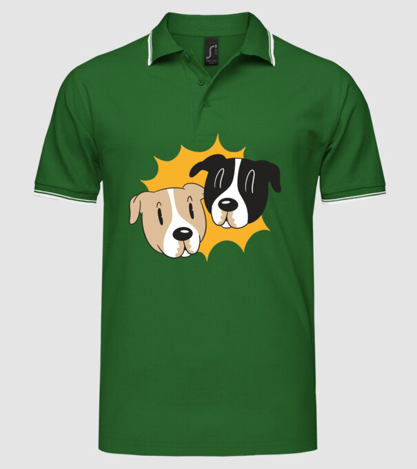 Capete de câini model verde pe tricou