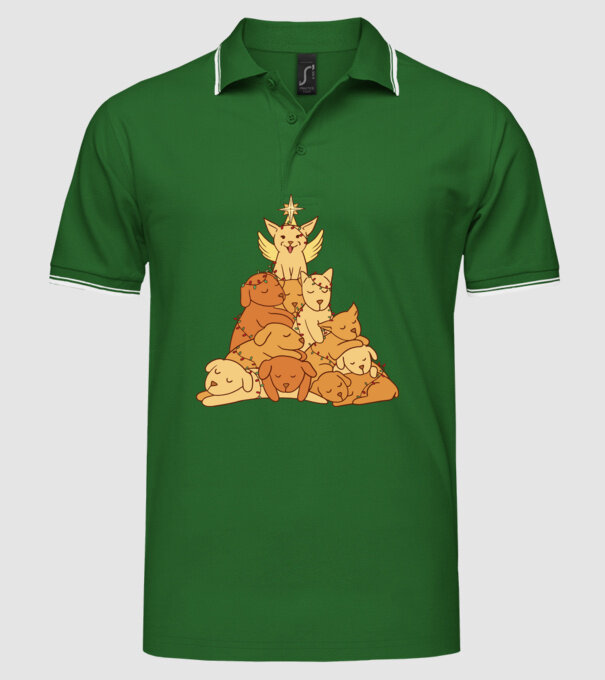 Pom de Crăciun cu Câine model verde pe tricou