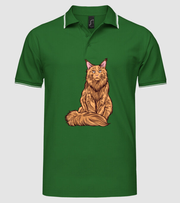 Pisică Maine Coon model verde pe tricou