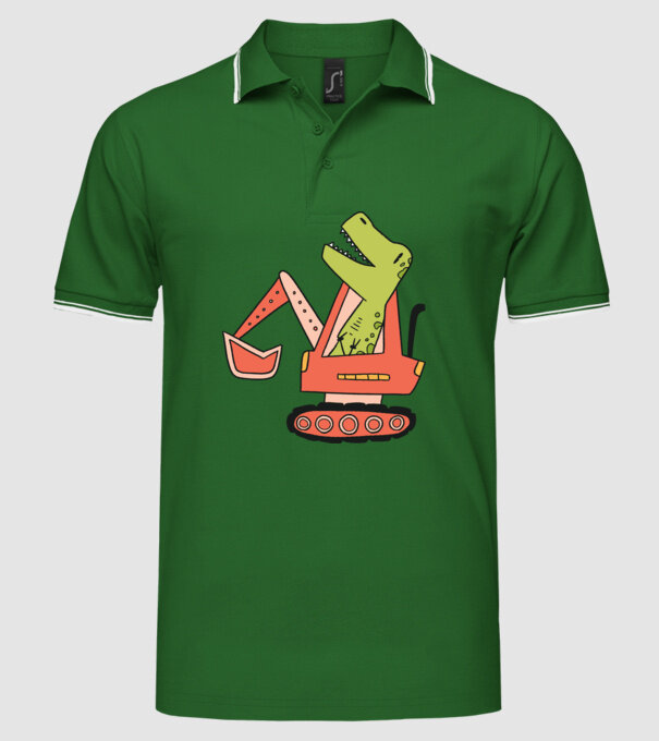 Excavator dinozaur model verde pe tricou