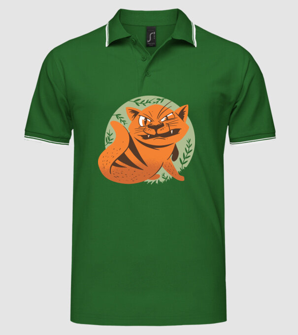 Pisică Supărată model verde pe tricou