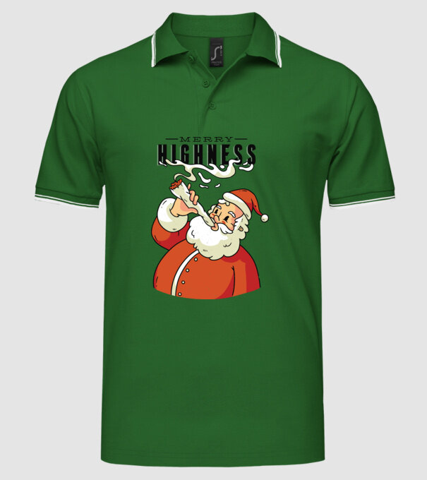Merry Highness Mikulás fumează iarbă model verde pe tricou
