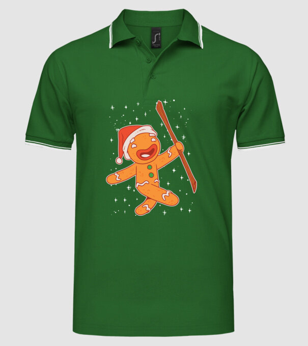 Turtă dulce Moș Crăciun tricou model verde pe tricou