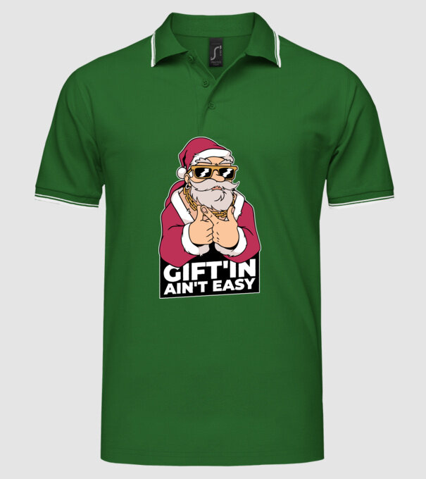 Moș Crăciun Gangster - tricou amuzant Crăciun model verde pe tricou
