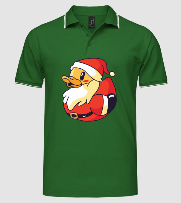Tricou Moș Crăciun Rață model verde pe tricou