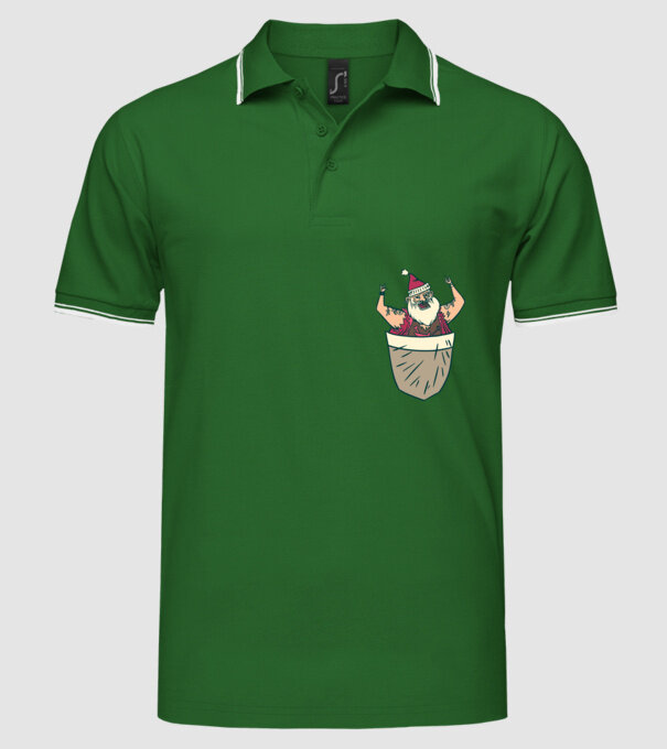 Buzunar Moș Crăciun model verde pe tricou