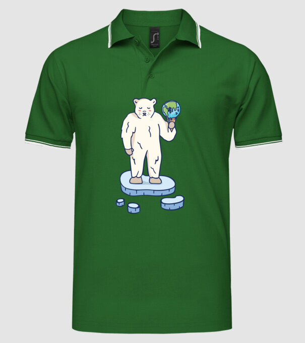 Topirea gheții cu urs polar model verde pe tricou