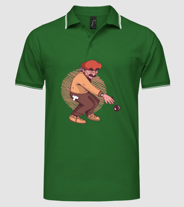 Petanque bătrân model verde pe tricou