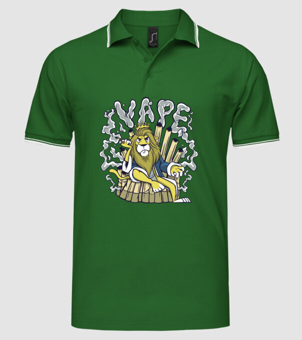 Leu cu țigară electrică model verde pe tricou