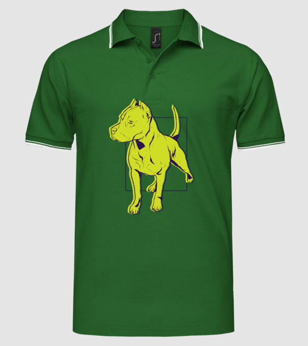 Câine Pitbull model verde pe tricou