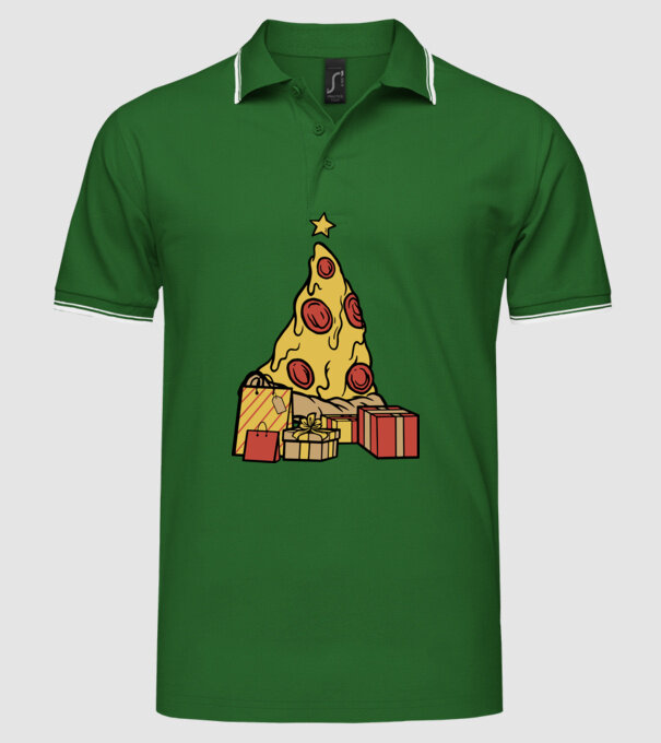 Pizza pom de Crăciun model verde pe tricou