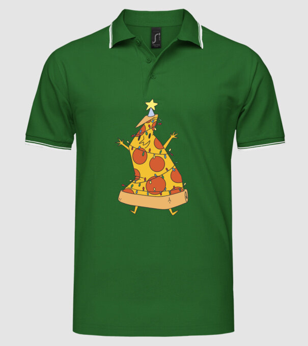 Pizza pom de Crăciun model verde pe tricou