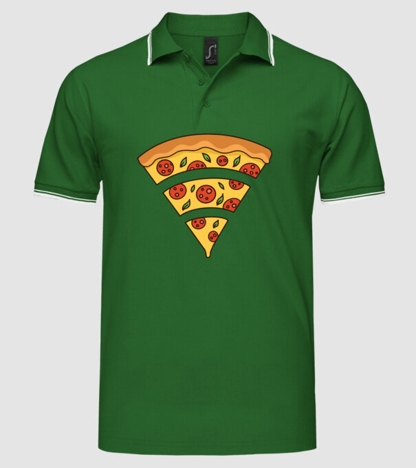 Felie de pizza Wifi model verde pe tricou