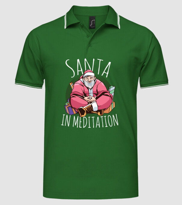 Santa Meditație model verde pe tricou
