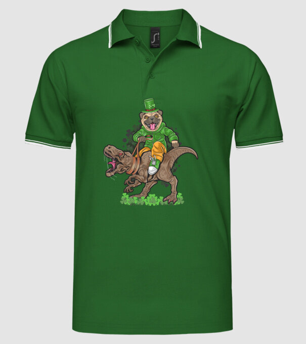 Sfântul Patrick Mops dinozaur model verde pe tricou