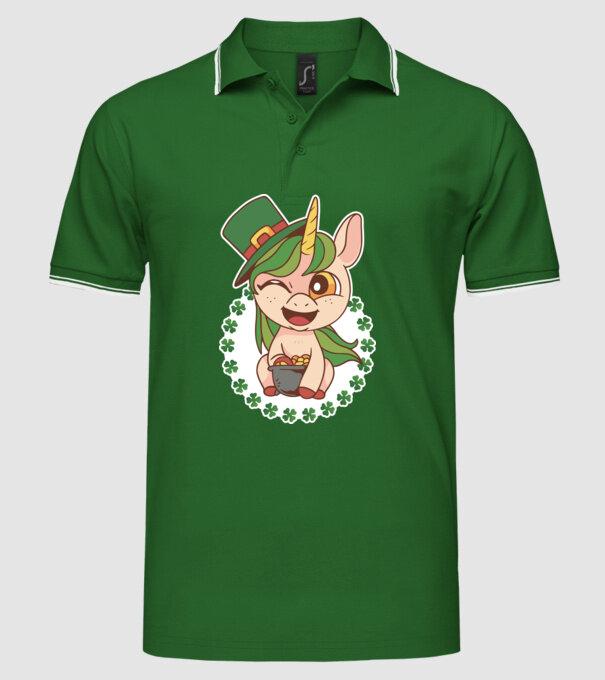 St Patrick Unicorn model verde pe tricou