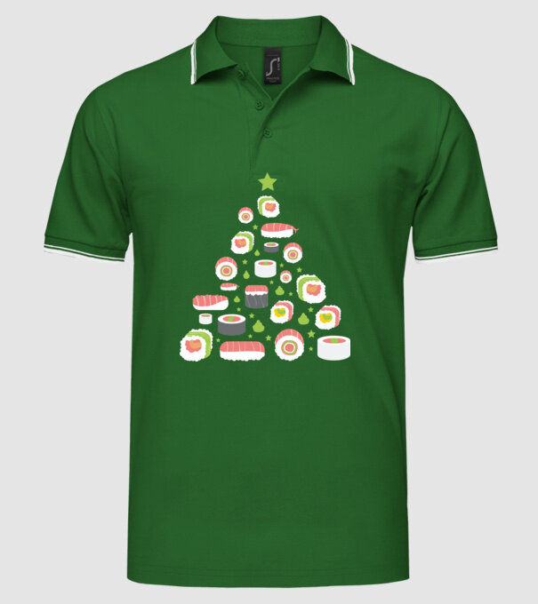 Pom de Crăciun Sushi model verde pe tricou