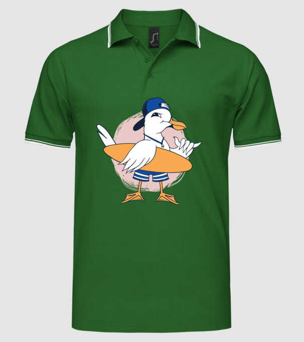 Pescăruș Surfing model verde pe tricou