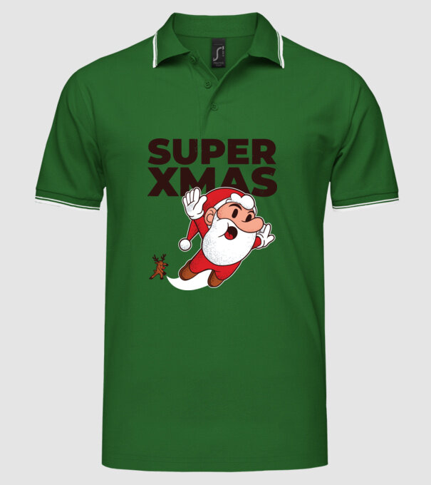 Super Moș Crăciun tricou de Crăciun model verde pe tricou