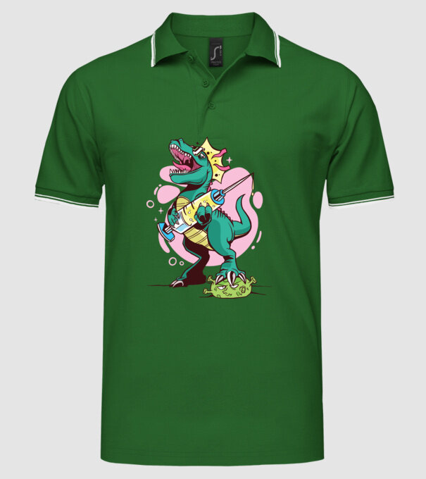 T-rex Vaccin model verde pe tricou