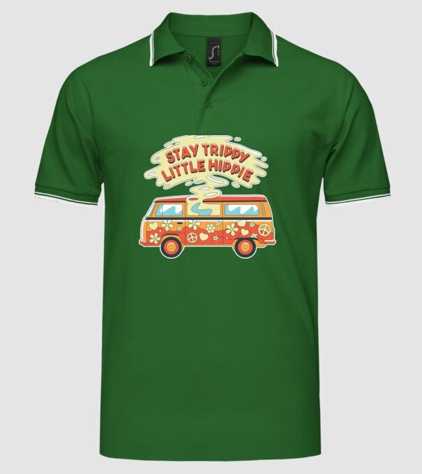 Trippy Microbuz Hippi model verde pe tricou