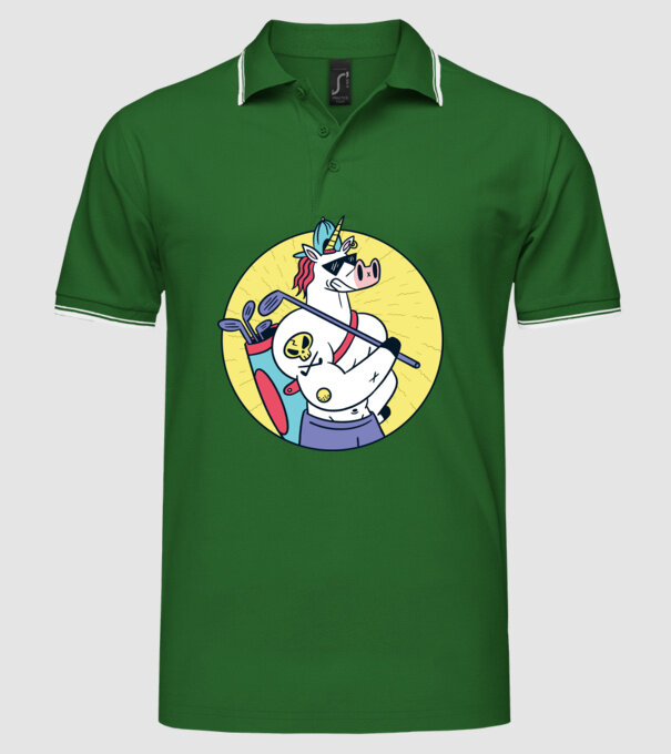 Unicorn Golf model verde pe tricou