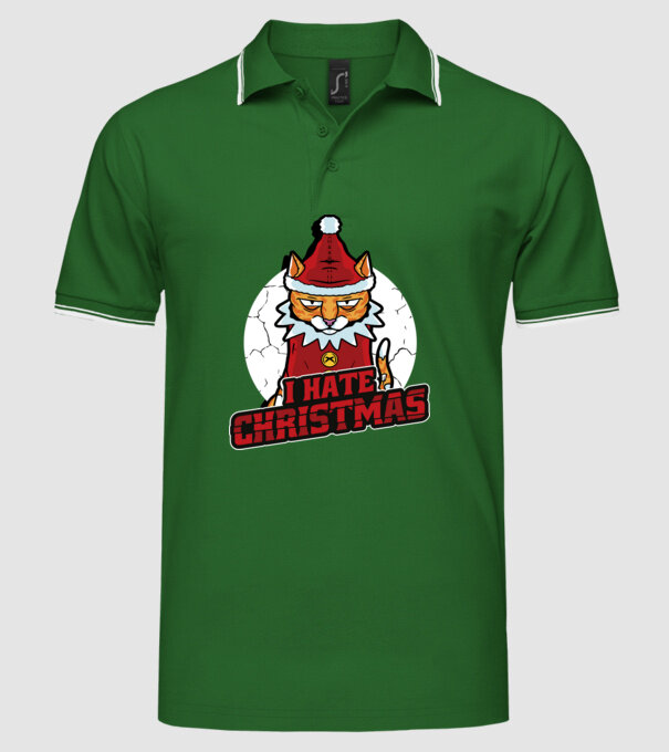 Urăsc Crăciunul Pisică model verde pe tricou