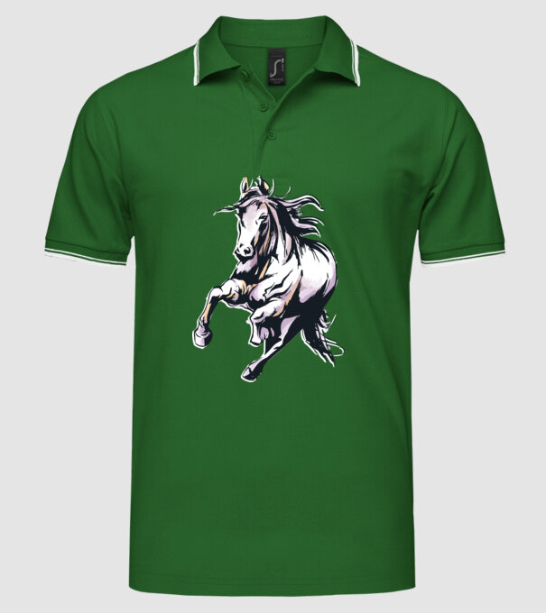 Cal alergând Tricou pentru călăreți model verde pe tricou
