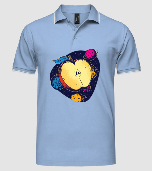 Mere în spațiu model albastru deschis pe tricou
