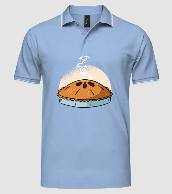 Plăcintă cu mere model albastru deschis pe tricou