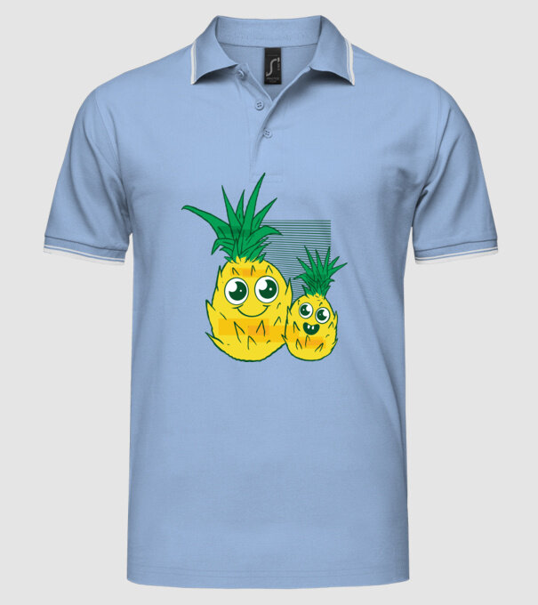 Familie Ananas model albastru deschis pe tricou