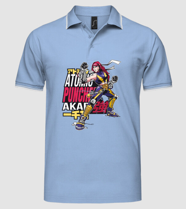 Anime fată Războinic model albastru deschis pe tricou