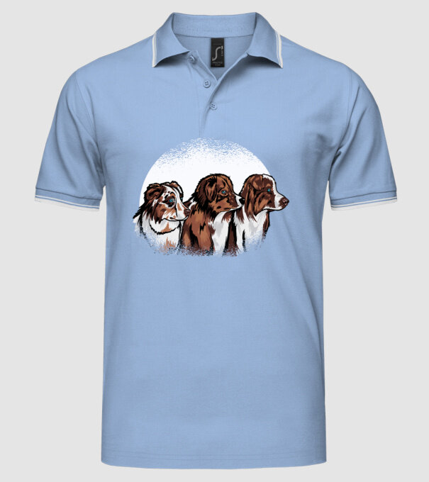 Câine ciobănesc Australian model albastru deschis pe tricou