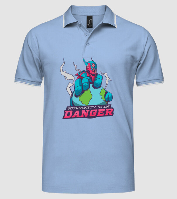Omenirea în pericol model albastru deschis pe tricou