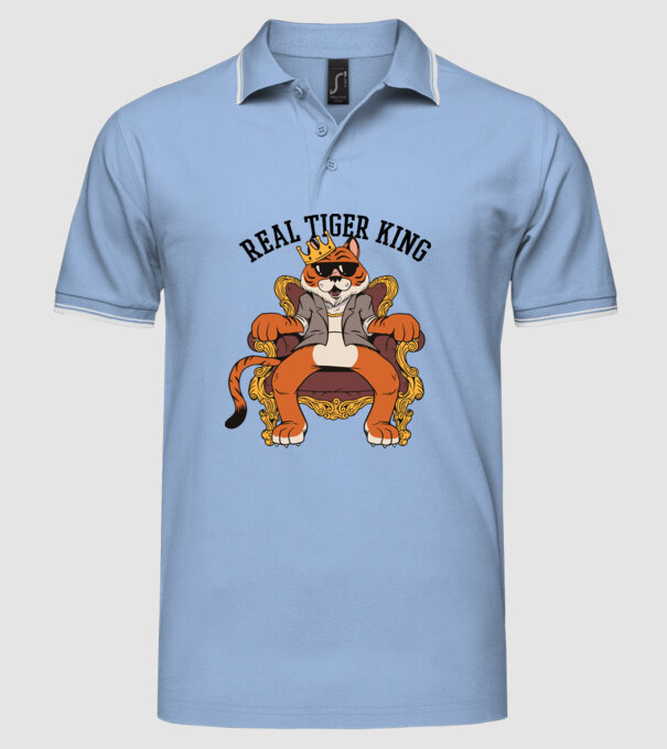 Adevăratul Rege Tigru model albastru deschis pe tricou