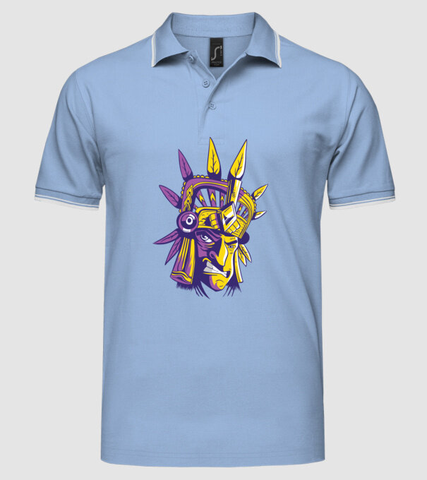 Războinic Aztec model albastru deschis pe tricou