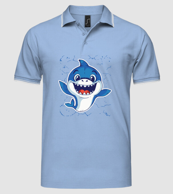 Baby Shark tricou drăguț cu rechin model albastru deschis pe tricou