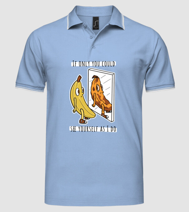 Oglindă Banană model albastru deschis pe tricou