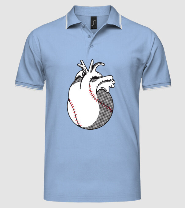 Inimă Baseball model albastru deschis pe tricou