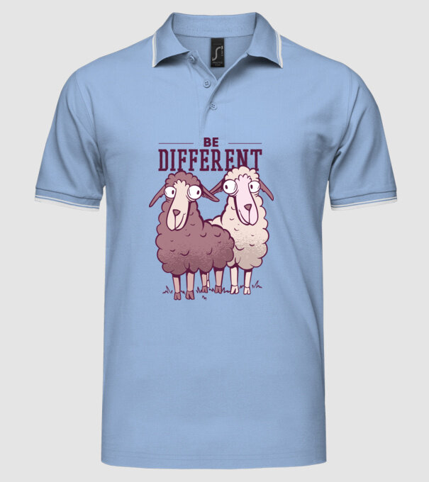 Be different - Fii diferit model albastru deschis pe tricou