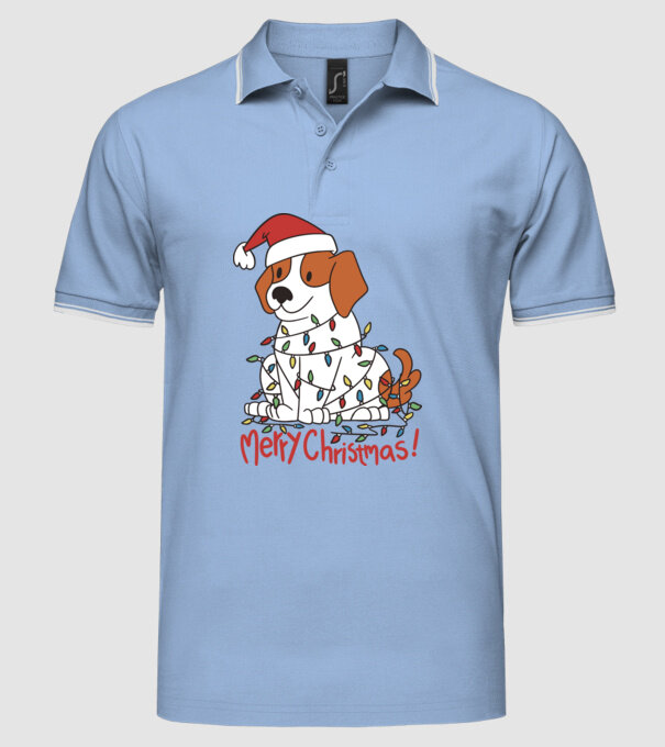 Beagle Crăciun Fericit! model albastru deschis pe tricou