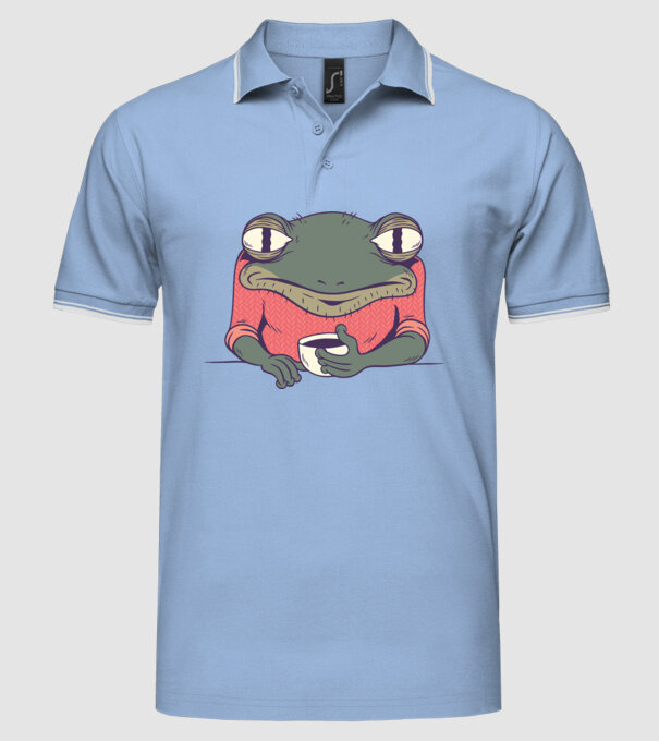 Broască Cafea model albastru deschis pe tricou