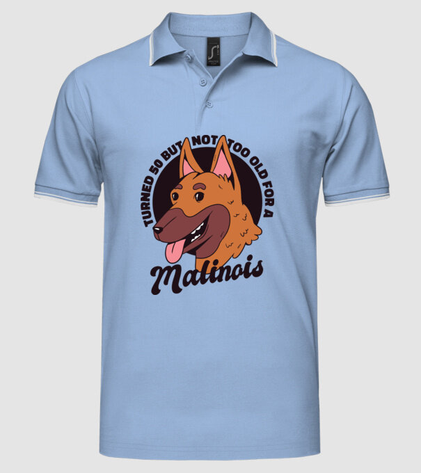 Câine ciobănesc belgian model albastru deschis pe tricou