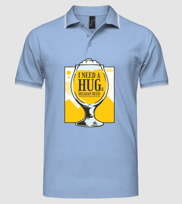 Bere belgiană model albastru deschis pe tricou