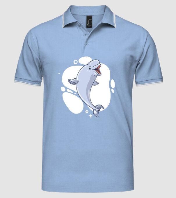Balenă Beluga model albastru deschis pe tricou