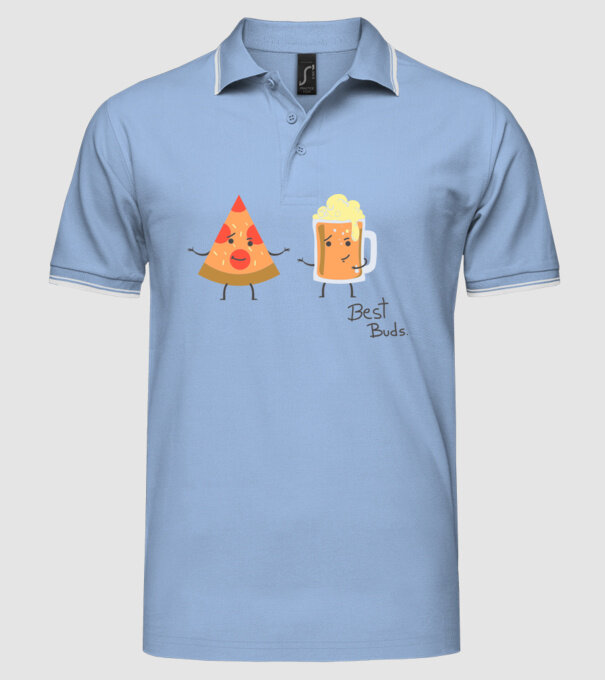 Best Buds - Pizza + Beer model albastru deschis pe tricou