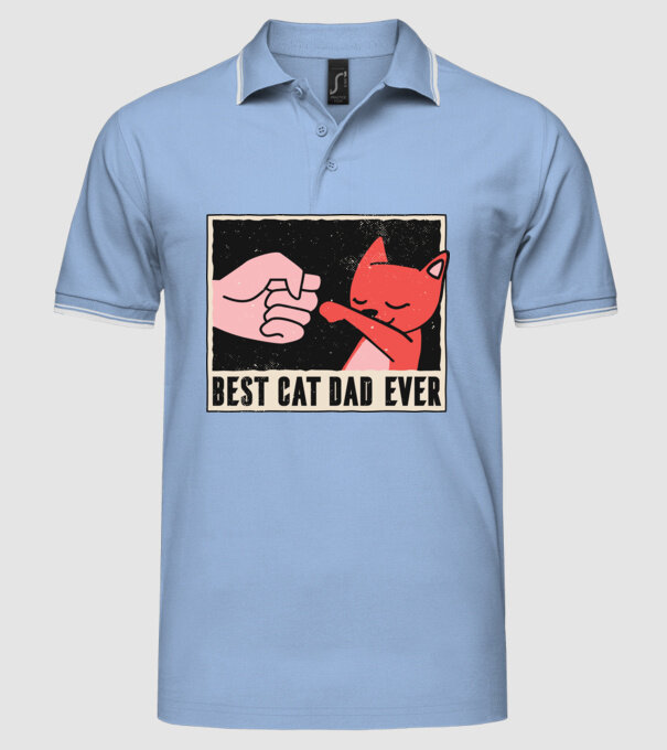 Best Cat Dad Ever - Cel mai bun stăpân de pisică model albastru deschis pe tricou